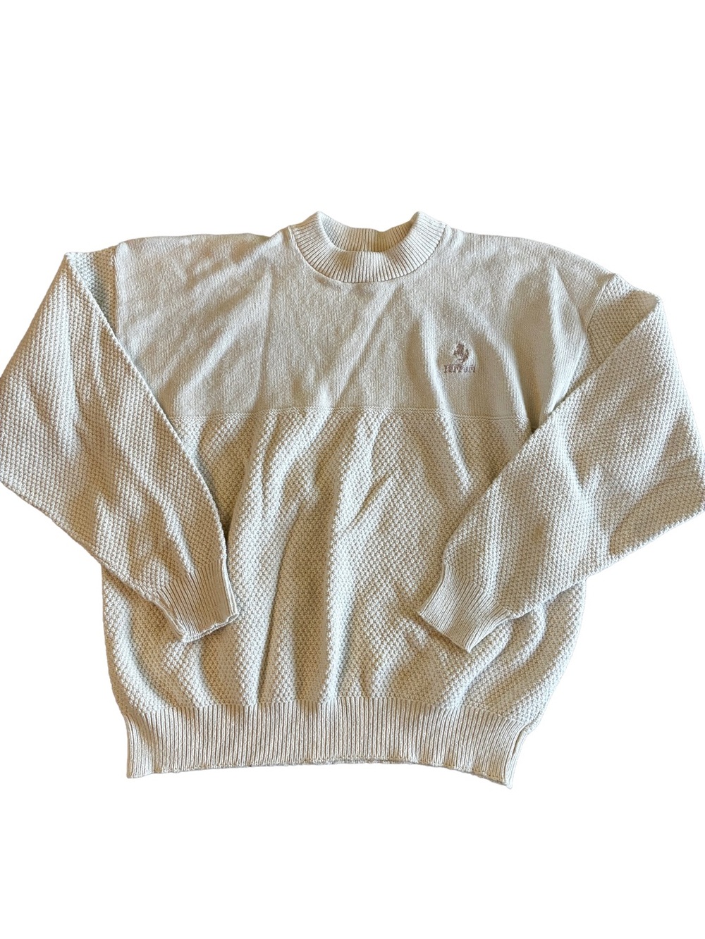 Vintage Ferrari Fisherman Knit Sweater XL Cream Grandpa Core